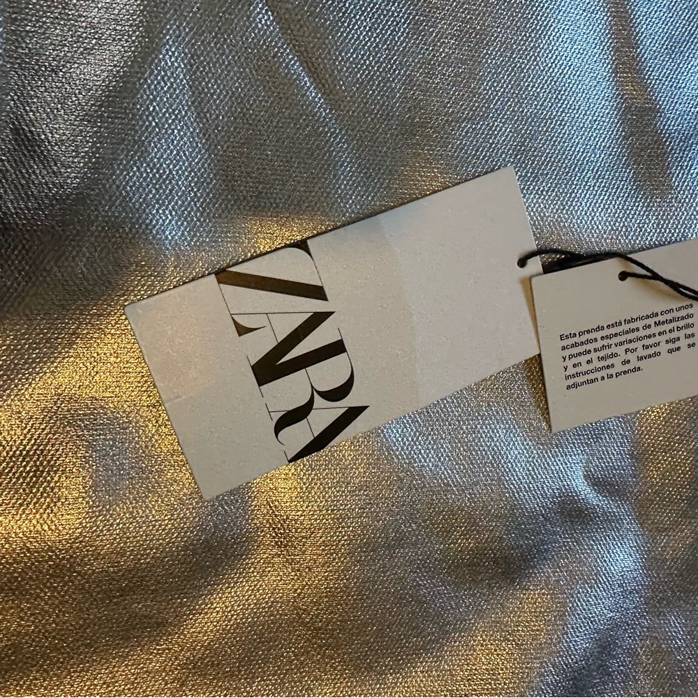 Zara Silver Strapless Women's Top - Picture 4 of 7